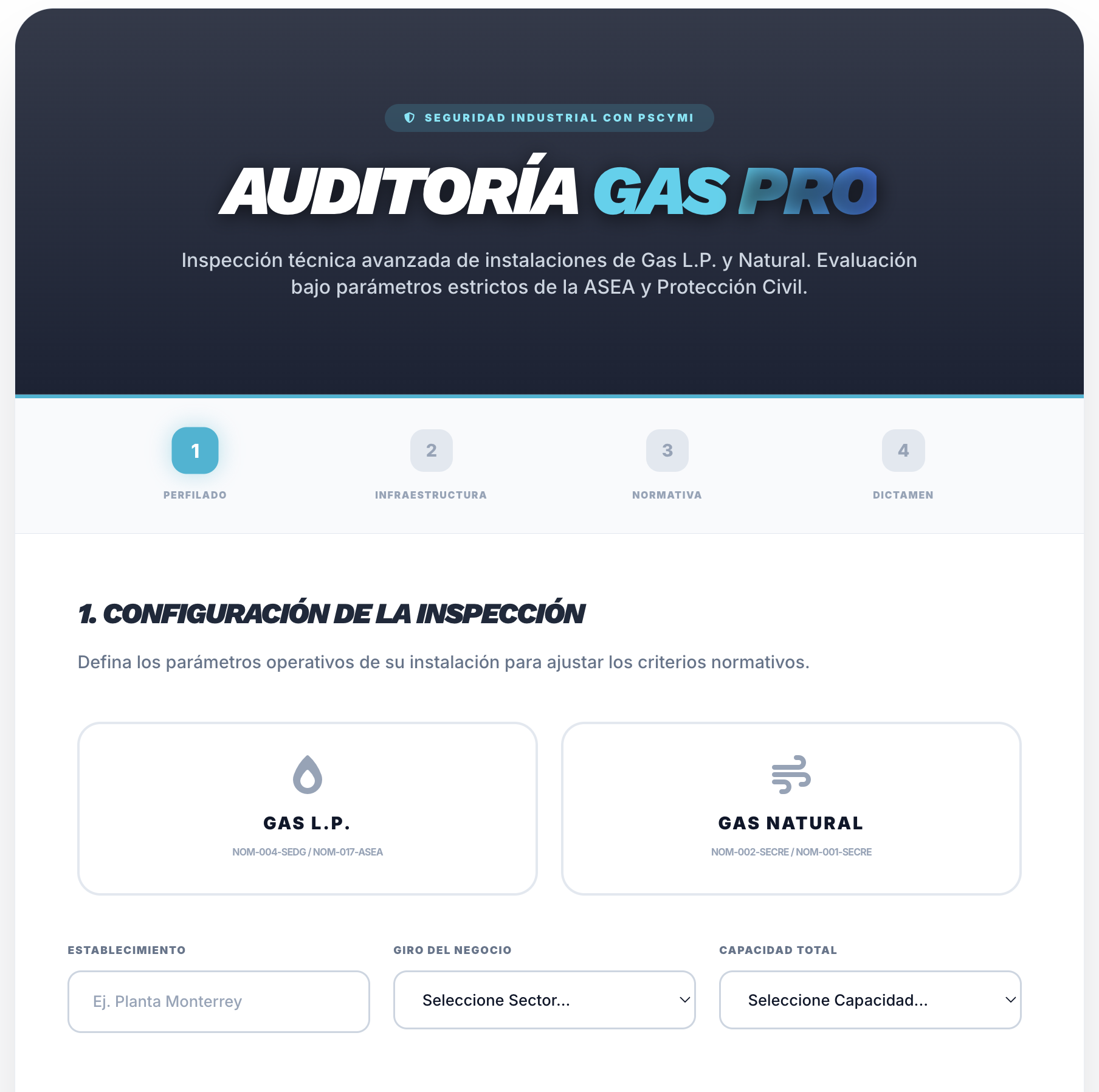 imagen de la herramienta de auditoria de gas